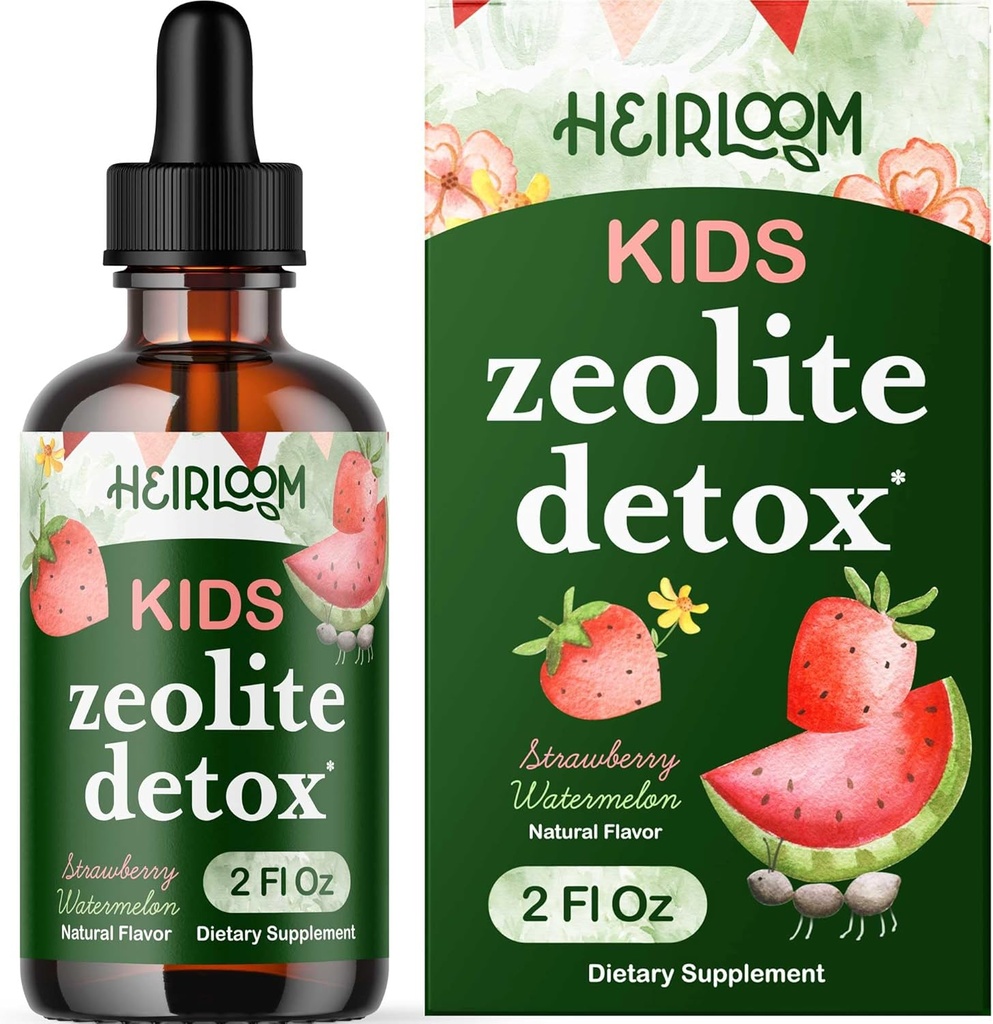 Zeolite Detox for børn flydende dråber - Gentle daglige rengøring & tale support med Metyleret B12 & D-vitamin - Kids Clinoptilolite Zeolite Detox Cleanse Supplement 2oz