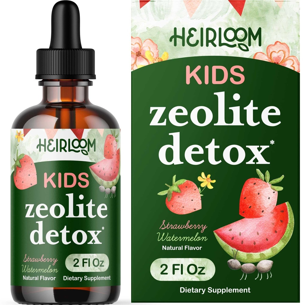 Zeolite Detox for børn flydende dråber - Gentle daglige rengøring & tale support med Metyleret B12 & D-vitamin - Kids Clinoptilolite Zeolite Detox Cleanse Supplement 2oz