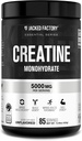 Jacked Factory Creatinine Monohydrat Powder 425g - 5g Daily Creatinine Supplement for mænd og kvinder, Vegan- Friendly, Third- Party Testet - 85 Serveringer, Unflavored