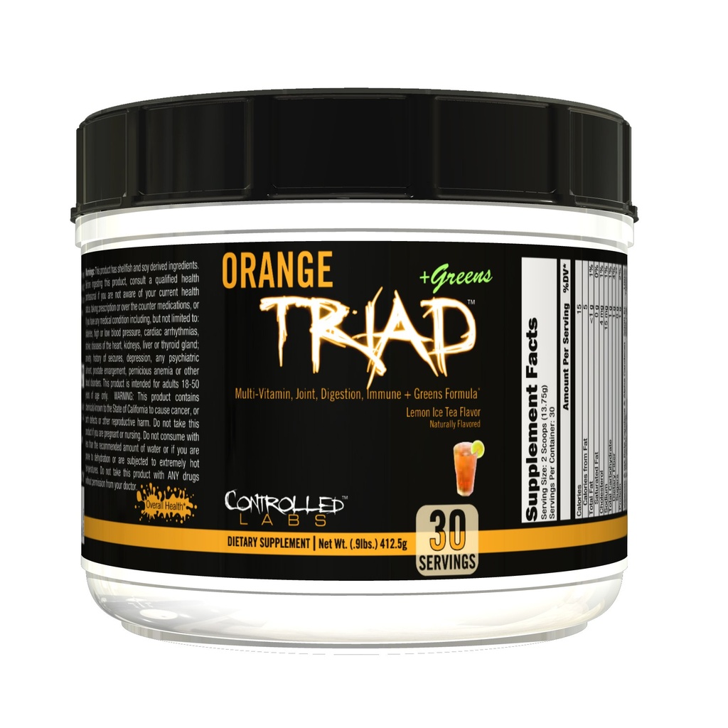 CONTROLLED LABS Orange Triad Plus Grønne for mænd og kvinder, 30 Servering Iron Free Sports Supplement for samlet sundhed, Multivitamin, fordøjelse, immunsystem, og fælles sundhed