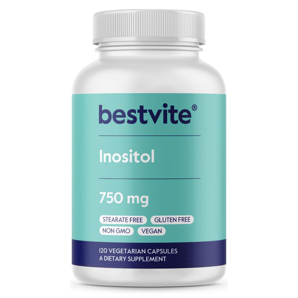 BESTVITE Inositol 750 mg som Myo Inositol (120 vegetariske kapsler) - Ingen stearater - Vegan - Non GMO - Gluten Free
