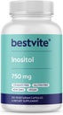 BESTVITE Inositol 750 mg som Myo Inositol (120 vegetariske kapsler) - Ingen stearater - Vegan - Non GMO - Gluten Free