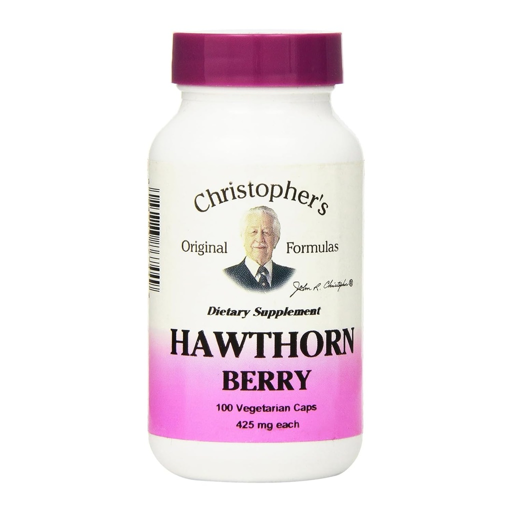Christopher 's Original Formulas Hawthorn Berry Kapsler, Urtetilskud til hjerte & kardiovaskulær Wellness, 100 Kapsler