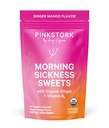 Pink Stork Morning Sygdom Sweets, Organic Mango Ginger Candy med vitamin B6 til morgen Sygdom, Motion Sygdom, Prenatal Heartburn - Graviditet Skal Haves - 30 indpakket dråber