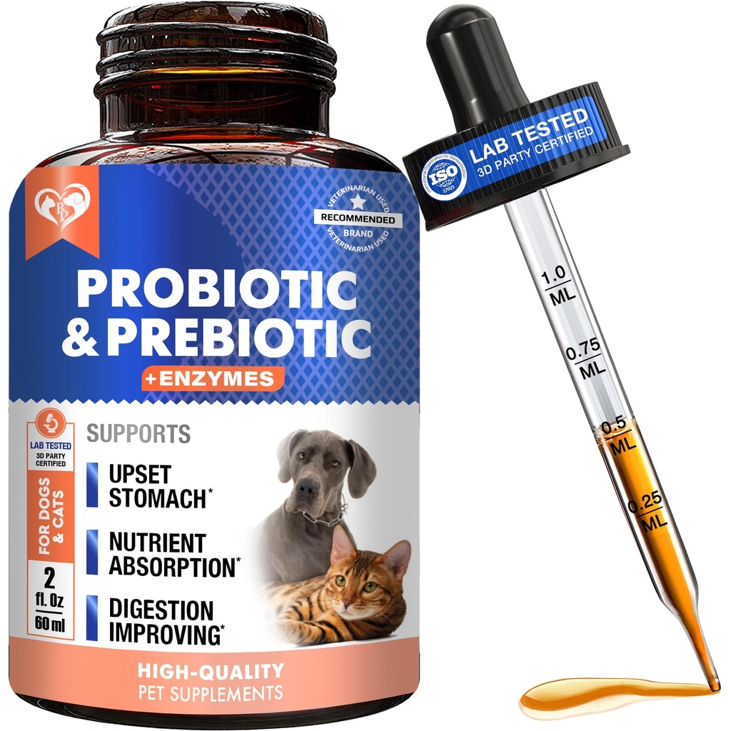 Probiotika & Prebiotika med enzymer til hunde og katte - fordøjelig Gut Flora Health Pet Kosttilskud - Forstoppelse & Diarré og gas hjem Remedy - Opsat Mave Relief - Made in USA