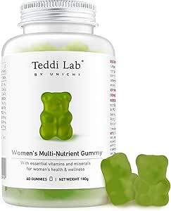 Unichi Women 's Multi- Nutrient Gummy, 18 essentielle vitaminer og mineraler specielt designet til kvinder, non-GMO, Lime Flavour, 60 Greve