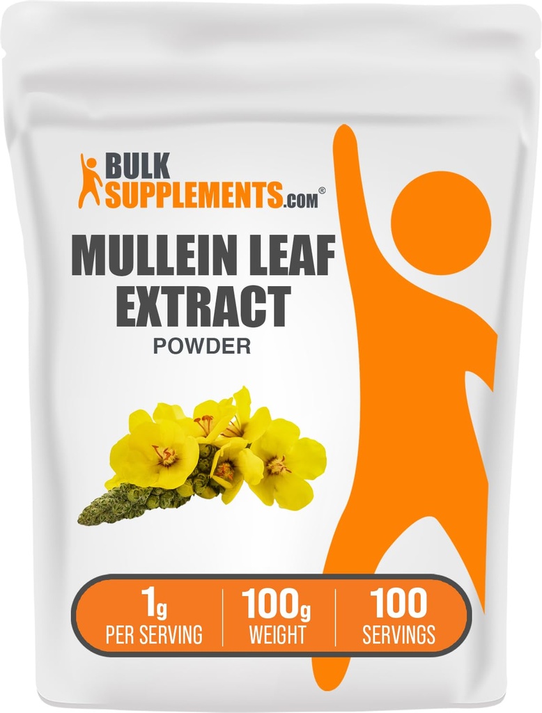 BulkSupplements.com Mullein Leaf Extract - Verbascum Thapsus, Mullein Supplement - Urtetilskud - Gluten Free, 1g per Serving, 100g (3,5 oz) (Pack of 1)