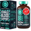 Jerntilskud til kvinder med folinsyre - 35 mg blodbygger ferrosulfat, folsyre 400 mcg - jernpiller til kvinder med anæmi & graviditet - 60 Gluten- fri, Vegansk jernvitamintabletter