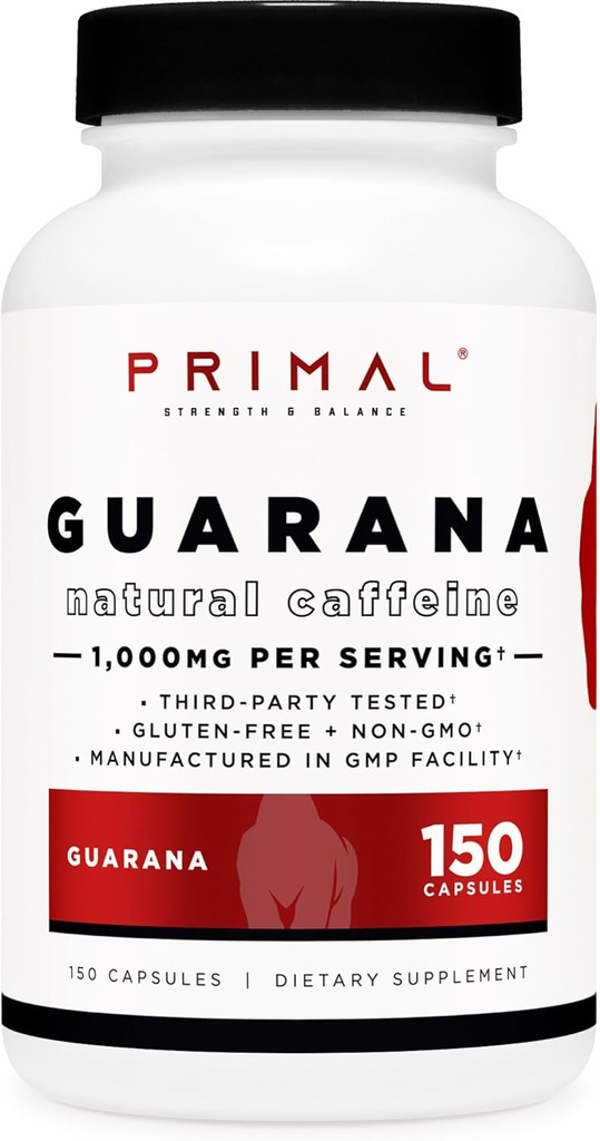 Primal Guarana (1000 MG per servering) (150 kapsler) - 200 MG naturlig koffein