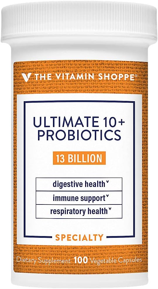 Vitamin Shoppe Ultimate 10 + Probiotika, 13 milliarder CFU til fordøjelsessygdomme, immunforsvar og luftvejssygdomme (100 vegetabilsk kapsel)