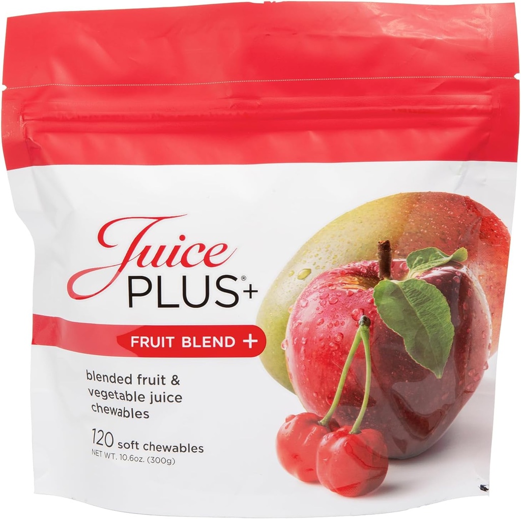 Juice Plus + Fruit Blend Soft Chews (Chewables) - Boost din ernæring med 11 Frugter & Plante Ingredienser - Vegan Gummy til børn og voksne - Vitaminer, hele fødevarer ernæring - 1 Pouch (1-Mo, 30 Chews)