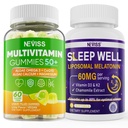 NEVISS Kvinder og mænds 50 + Multivitamin Gummy og Melatonin 60mg Bundle