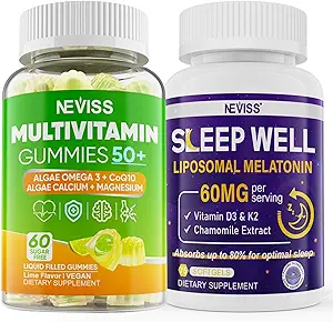 NEVISS Kvinder og mænds 50 + Multivitamin Gummy og Melatonin 60mg Bundle