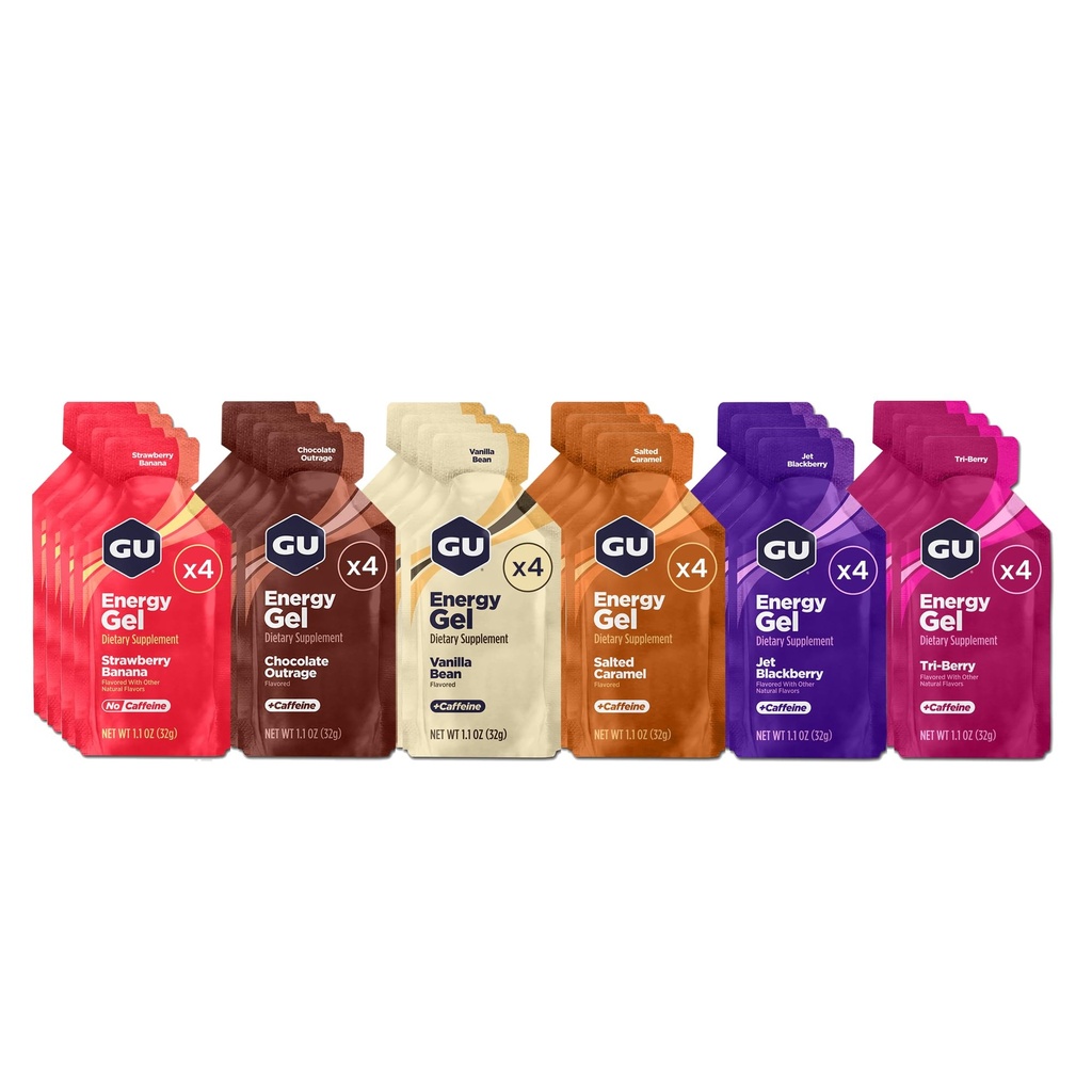 GU Energy Original Sports Nutrition Energy Gel, Vegan, Gluten- Free, Kosher, og Dairy- Gratis On- the- Go Energy for enhver træning, 24-greve, Assorted Flavors