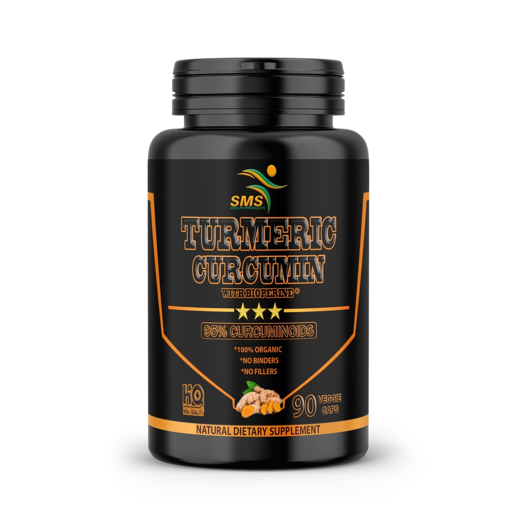 Gurkemeje med sort peber 1.500mg • 124; 90 Veggie kapsler • 124; Kosttilskud med 95% Standardiserede Curcuminoider & Bioperine til potens & Absorption • 124; Non- GMO, Gluten Free