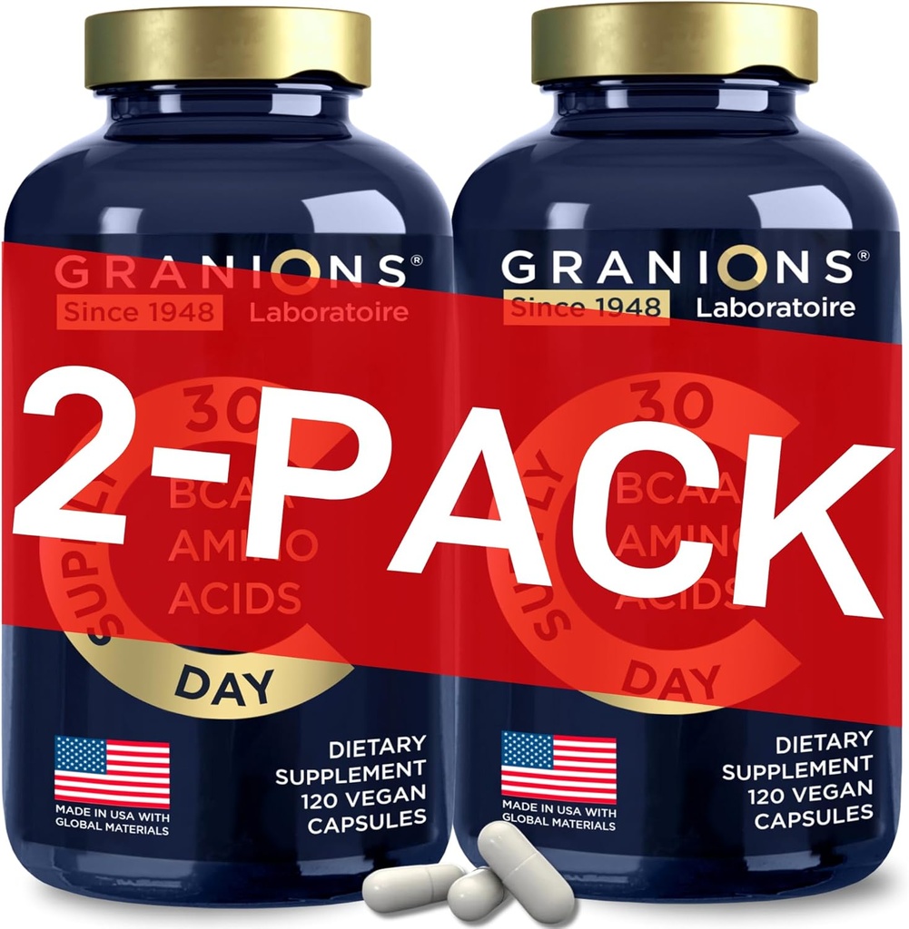 Essentielle aminosyrer supplement til mænd og kvinder - alle 9 BCAA EAA Kosttilskud Formel - Leucin Aminosyre, Lysin, Tryptophan, Advanced Amino Energy & Muscle Recovery - 240 Vegan BCAA kapsler