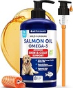 Lakseolie til hunde - Omega 3 til hunde - 8 FL OZ Wild Alaska Salmon Fish Oil - Natural EPA & DHA Fedtsyrer til hud & Coat, Allergi, Joint & Bone Health - Flydende Support Supplement til Shedding