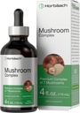 Horbäach Mushroom Complex 124; 4 Fl Oz Herbal Liquid Drops Shue 124; Lions Mane, Reishi, Shiitake, Chaga, Cordyceps, Maitake, og Oyster Mushroom Supplement Blend Shut 124; Vegetar Shue 124; Non- GMO, Gluten Free Formel