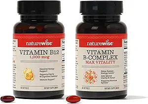 NatureWise Vitamin B12 1.000 mcg og B-vitamin Complex til cellulær energi, mental Klarhed, maksimal Vitality - 60 Softgels hver