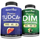 Nutrivein Premium TUDCA og DIM Supplement Bundle: High- Absorption TUDCA supplement og DIM for Detox, Balance, og Well- Being