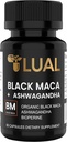 LUAL 30,000mg 30x Strength Organic Black Maca Root med Ashwagandha - Højeste potens Black Maca Root kapsler til mænd - 100% Pure Maca Peruana Powder Organic, Gelatiniseret, ikke-GMO - 60 piller