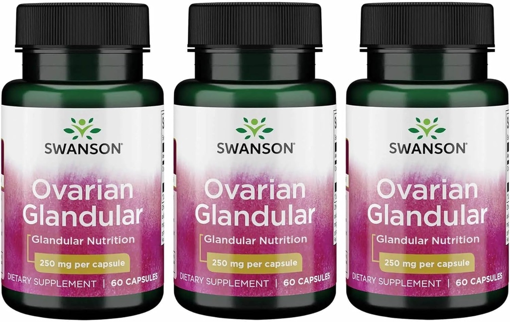 Swanson oval glandulær - Natural Supplement Fremme kvinders glandulær sundhed & Balance Support - Sourced from Premium Bovine Tissue to Support Wellness - (60 kapsler, 250 mg hver) (3 Pack)