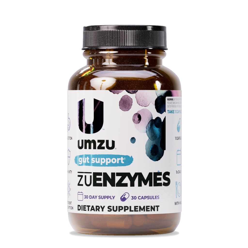 UMZU ZuEnzymes fordøjelsesenzymer Supplement 124; 21 enzymer til Gut Health Support, fordøjelse & Nutrient Absorption 124; Hjælper Break Down Lactose, Carbs, Proteins & Fats (30 dages forsyning 124; 30 kapsler)