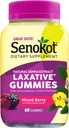 Senokot Kosttilskud Laxative Gummies, Natural Senna Extract, Gentle, Overnatning Relief fra lejlighedsvis obstipation, blandet berry flavor, 60 Greve.