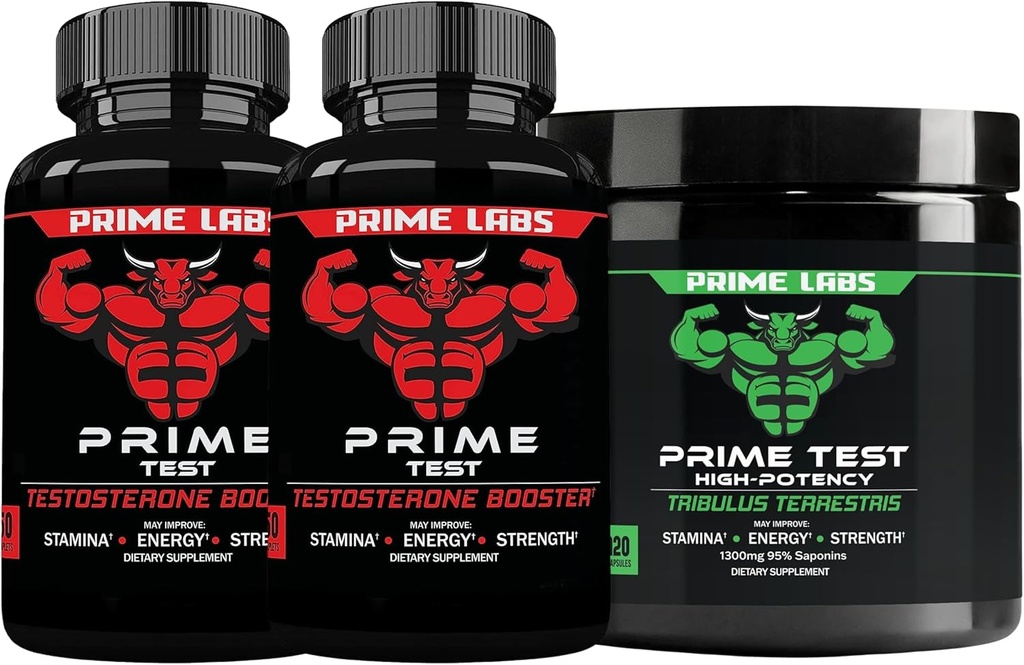 Prime Labs Prime Test Testosteron Booster (60 ct, 2- Pack) + Tribulus Terrestris (120 ct)