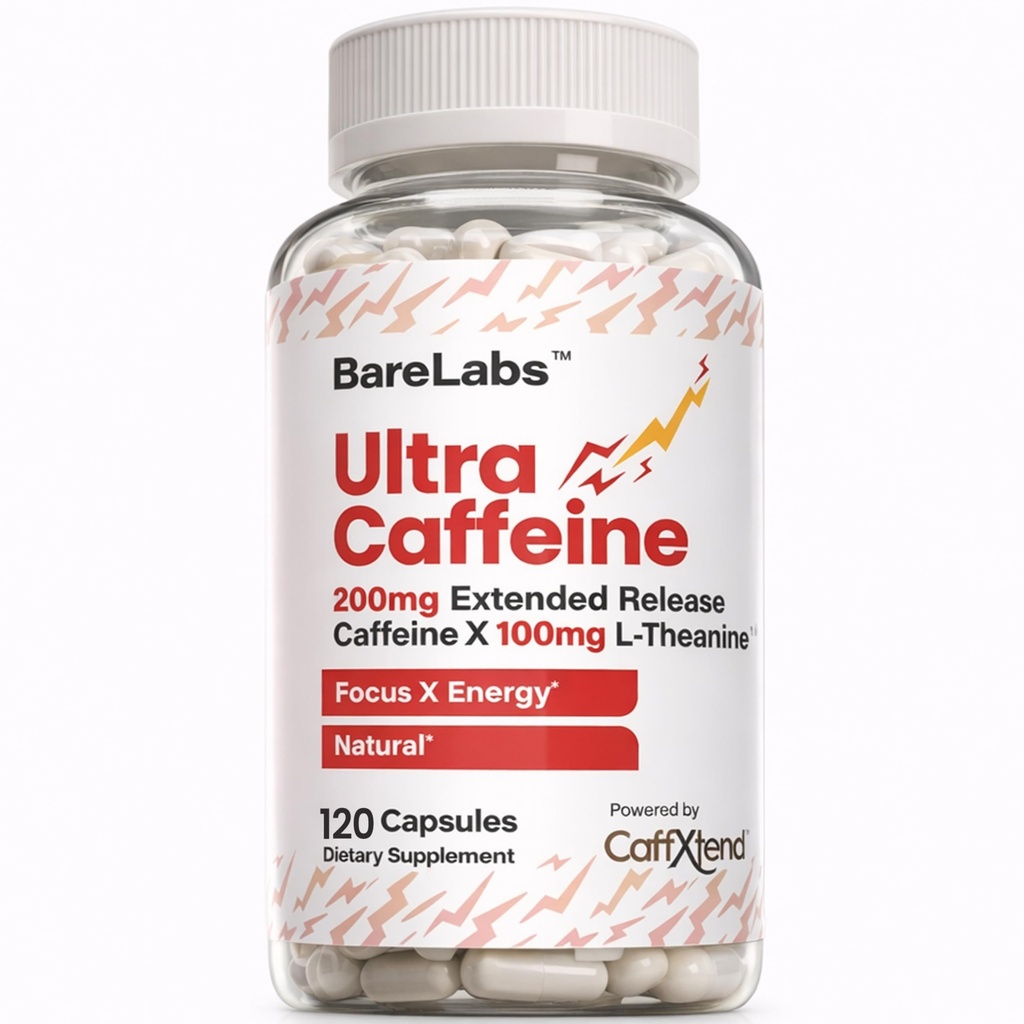 Udvidet frigivelse Koffein piller + Koffein L- Theanine + Focus & Energy Supplement + Ingen Jitters, Ingen Crash + Natural - 120 Kapsler