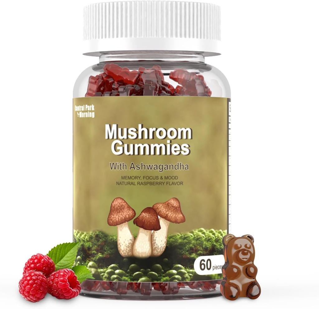 Mushroom Gummies 10 Blend - Mushroom med Lions Mane, Chaga, Reishi, Cordyceps 2500mg, Brain Kosttilskud til hukommelse og fokus