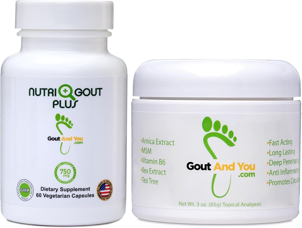 NutriGout Plus ursyre Support og Therapeutisk Relief Topical Cream med Arnica Extract