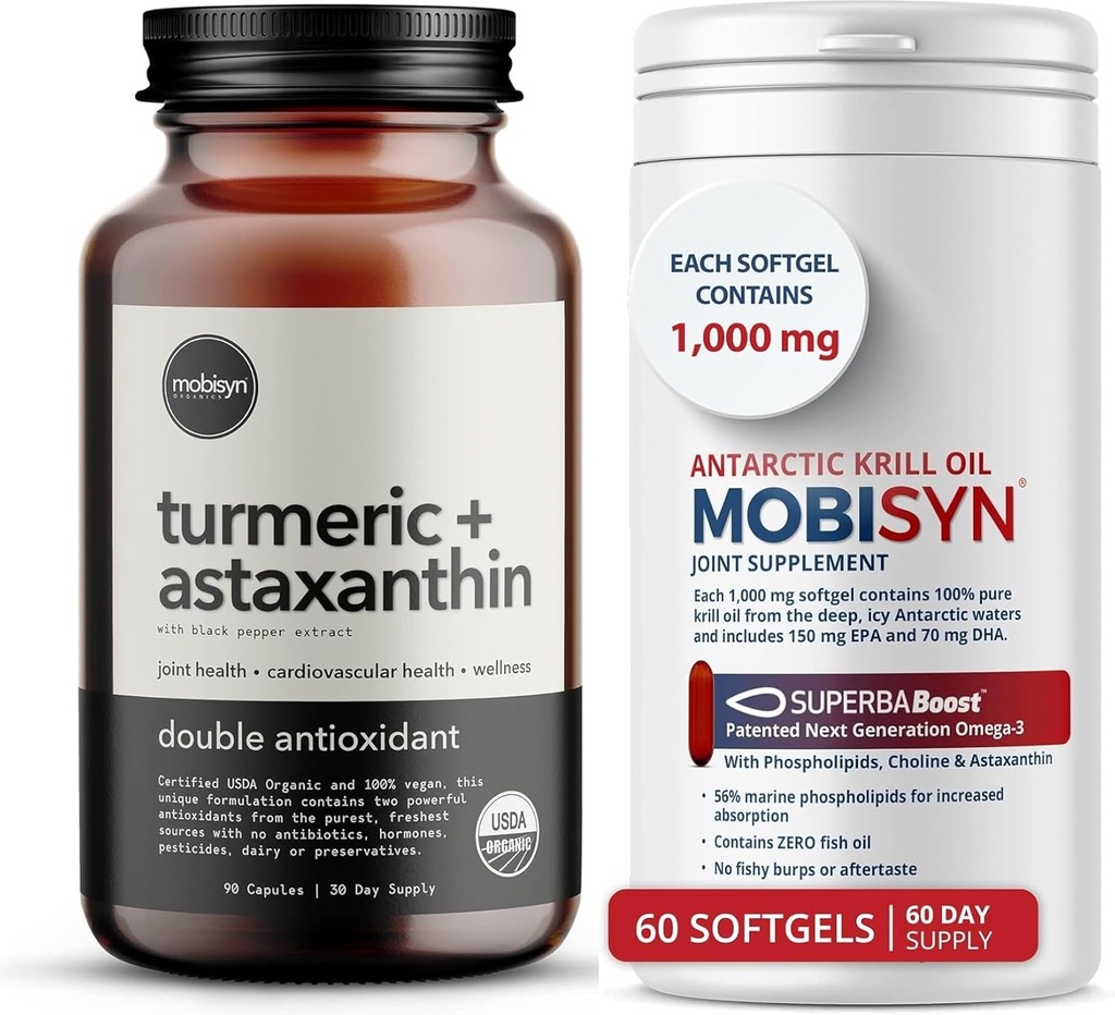 Organiske gurkemeje med Astaxanthin Supplement + Pure Krill Oil