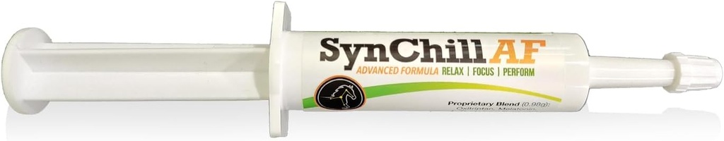 SynChill AF Calming Gel til nervøse heste - Single Serving - Avanceret formel med L- Theanine, Øget potens, 100% Natural Supplement, Disposition & Tillid Support til heste