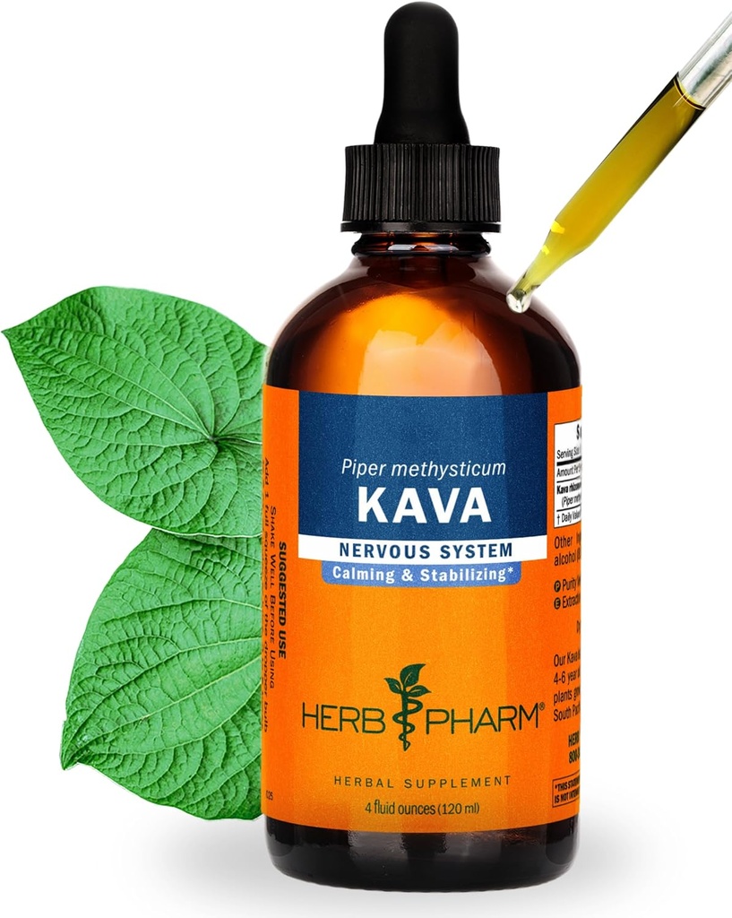 Organic Kava Root Liquid Extract for Stress Support & Relaxation: Vegan Kava Extract, Non- GMO Kava Kava Tincture for Calm & Relaxed Mood, Gluten- Free, 4 Oz Relax124; Op til 3 Måneders Tilgang