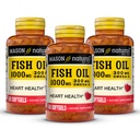 MASON NATURAL Omega, 3 Fish Oil, 180, Day Supply, 1000mg med EPA og DHA til fælles støtte, 60 Softgel piller (3 Pack)