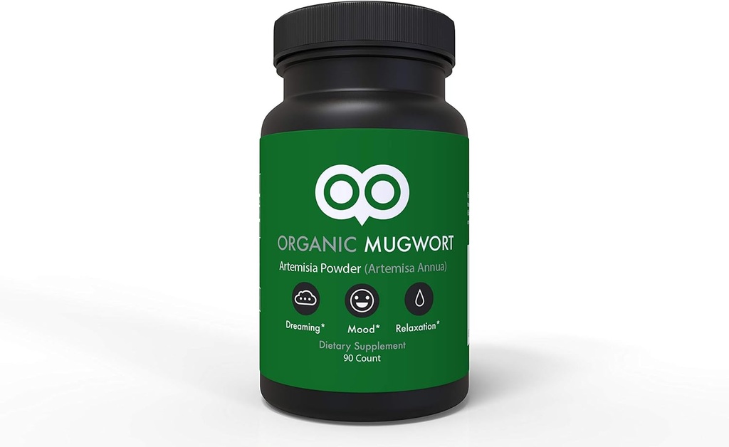 Organic Mugwort Capsules 450 mg - 90 Capsules - Vegan - By Dream Leaf - Made in USA - Mood, Dreaming, Relaxation, Digaxation - Mugwort As Artemisa Annua)