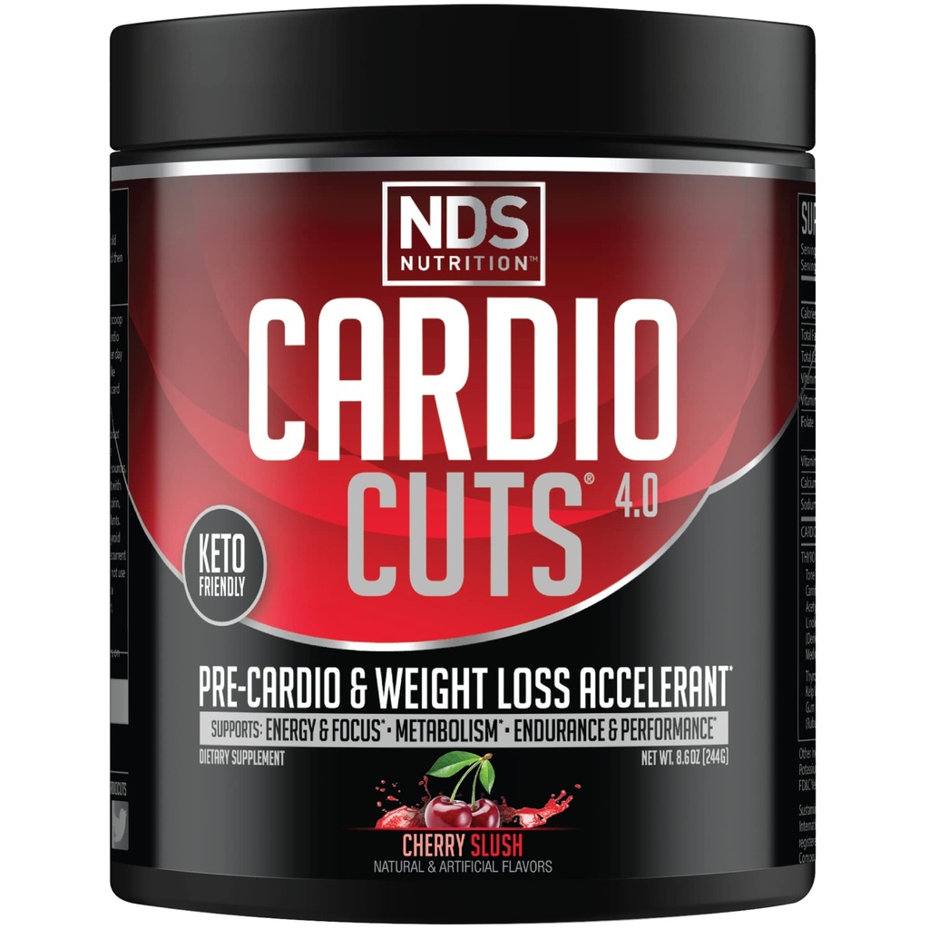 NDS Nutrition 4.0 Pre Workout Supplement - Avanceret vægttab og Pre Cardio formel med L- Carnitin, CLA, MCT, L- Glutamin, og Saflor Oil - Cherry Slush (40 Servere)