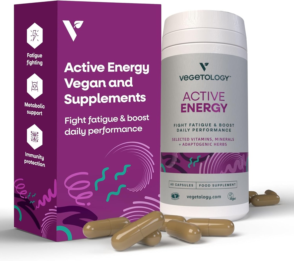 Aktive energitilskud - Fatigue- Fighting C & B Vitamin Kosttilskud - Vitamin supplement w / Folate, Jern & Adaptogen Urter - Coffeine- Free Multivitamin Kapsler (60 tællinger)