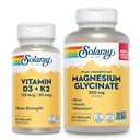 SOLARAY Vitamin D3 K2 og Magnesium Glycinat - Knoglehelseknolding - Calciumabsorption, nerve, hjerte og immunforsvar w / 5000 IE D vitamin, 350 mg chelateret Magnesium, 60- dages garanti, 120ct / 120ct