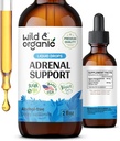 Wild & Organic Adrenal Support Tinktur til positiv Outlook - Adrenal Complex med Ashwagandha, Rhodiola Rosea Root - 1-måneders levering - Vegan, Ingen Sukker & Alkohol - 2 fl oz
