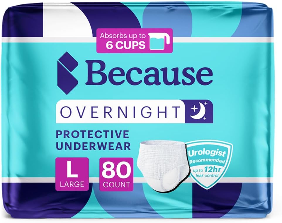 Fordi Overnatning Absorbency Pull Ups - Voksen Disponibel Inkontinens Undertøj, Ekstra Absorbent Nattebrokker til mænd og kvinder, Hvid, Stor, 80 Greve (4 pakker af 20)