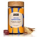 JUGO Focus + SUPERFOODDY 124; Ashwagandha Gummies med vitamin D3 & Superfruit Blend Budd124; 40 Count Plant - Based Adaptogen Gummies