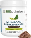 BIOptimizers Mushroom Coffee Alternative - Chokoladedrik - Lions Mane, Chaga, Reishi + Collagen Peptider til Fokus, Energi & Gut Sundhed - Adaptogene svampe & MCT Powder - 30 Servere