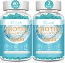 Biotin og collagen gummier med B12, hårhud og negle Vitamin gummier til hårvækst, glødende hud & stærke negle - Blåbær smag, sukkerfri, 120 Ct
