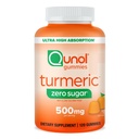 Qunol Zero Sugar gurkemeje, Gummy med 500mg gurkemeje, Fælles Support, Ultra High Absorption Tumerisk curcumin, Vegetar, Gluten Free, 120 Greve