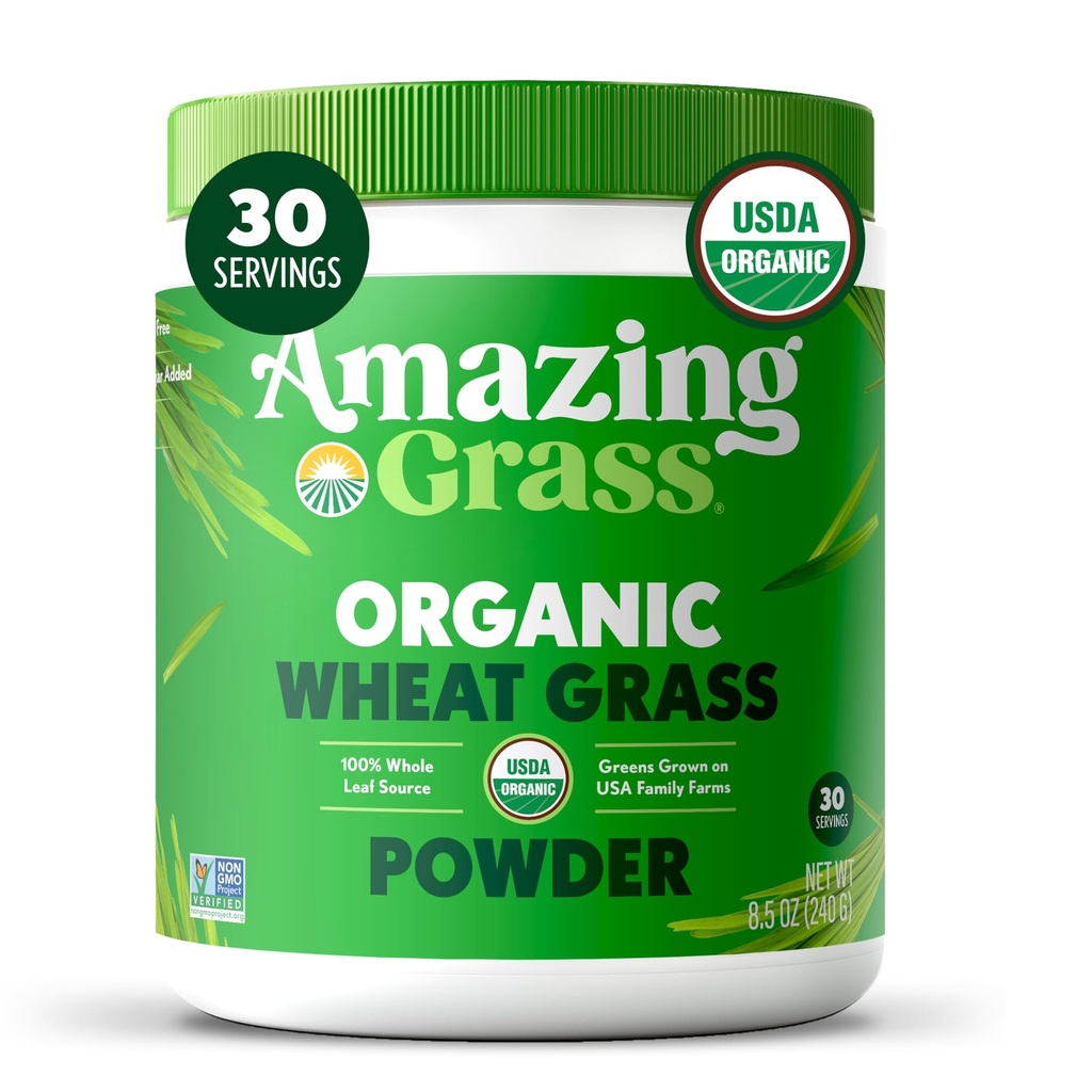 Amazing Grass Hvede Græs Pulver: 100% Whole- Leaf Hvede Græs Pulver til energi, Detox & Immunity Support, Chlorophyll giver grønne, 30 Servering