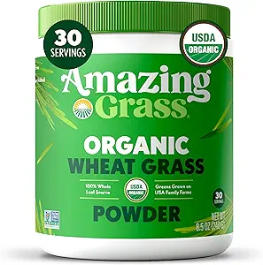 Amazing Grass Hvede Græs Pulver: 100% Whole- Leaf Hvede Græs Pulver til energi, Detox & Immunity Support, Chlorophyll giver grønne, 30 Servering