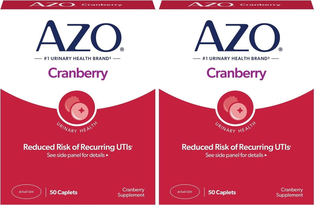 AZO Cranberry Urinary Tract Health Supplement, 1 Servering: 1 glas Cranberry Juice, Sugar Free Cranberry Pills, 50 Greve (Pack of 2)