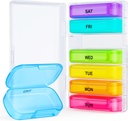 ZIKEE 7 Pakker ekstra store pilleorganizer, Bærbar pilleboks 7 Dag for Pocket, Purse, Ugentlig pillekasse med Dual- Protection Design, Pillebeholder til Medicin, Vitamin, Fiskeolie, Supplement